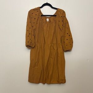 a new day Mustard Long Sleeve Dress with Black Dots